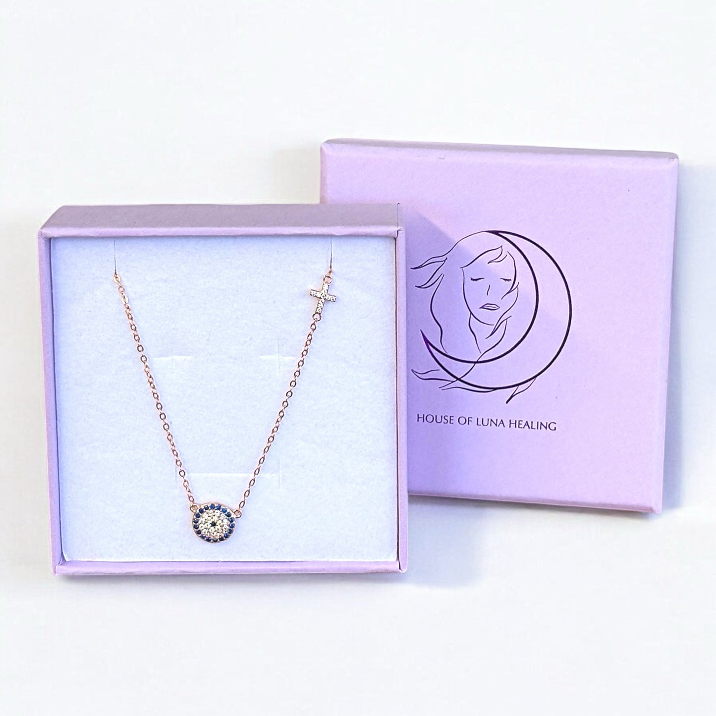✨ Zoe Necklace – Cross & Evil Eye Pendant ✨