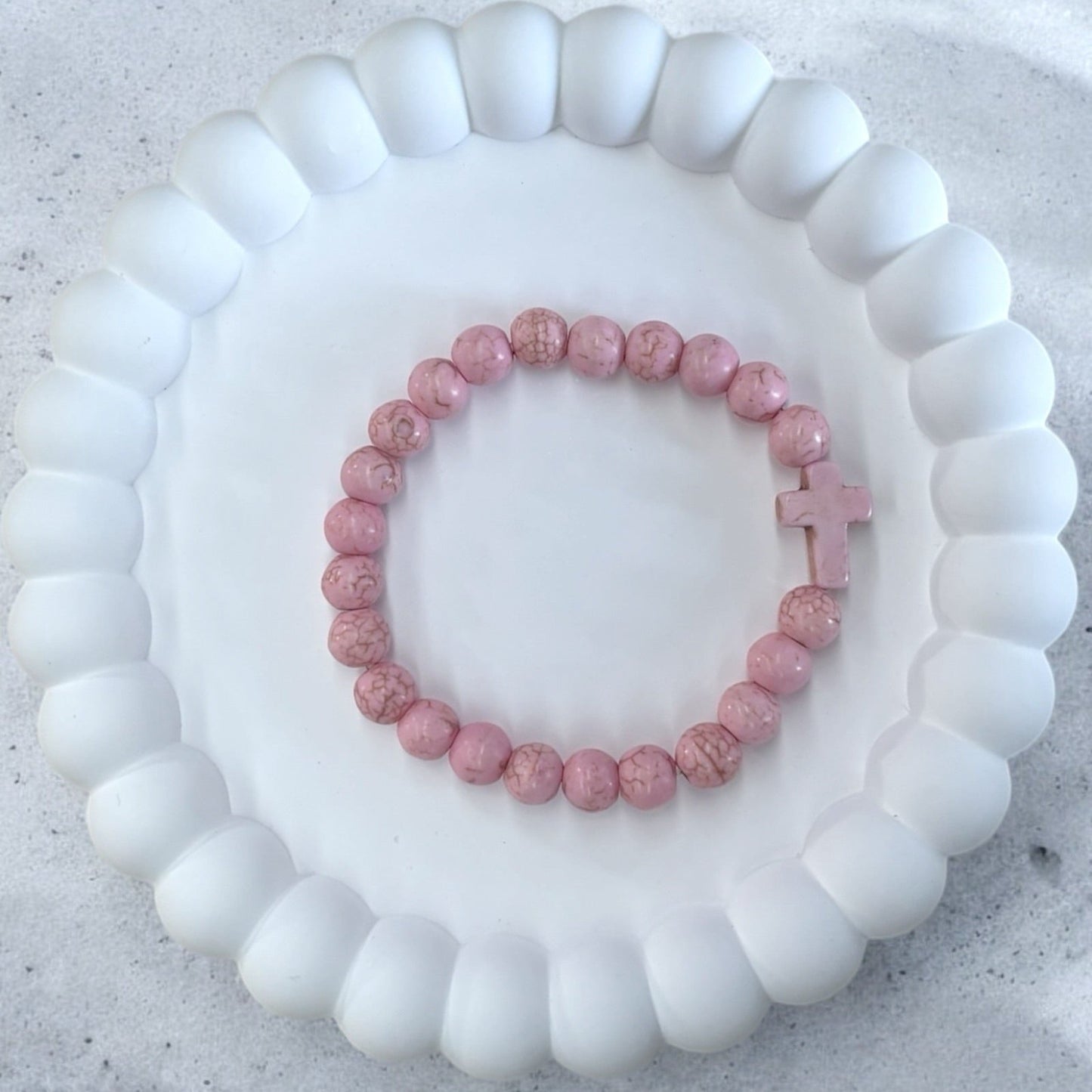 Howlite Cross Bracelet 🤍✨
