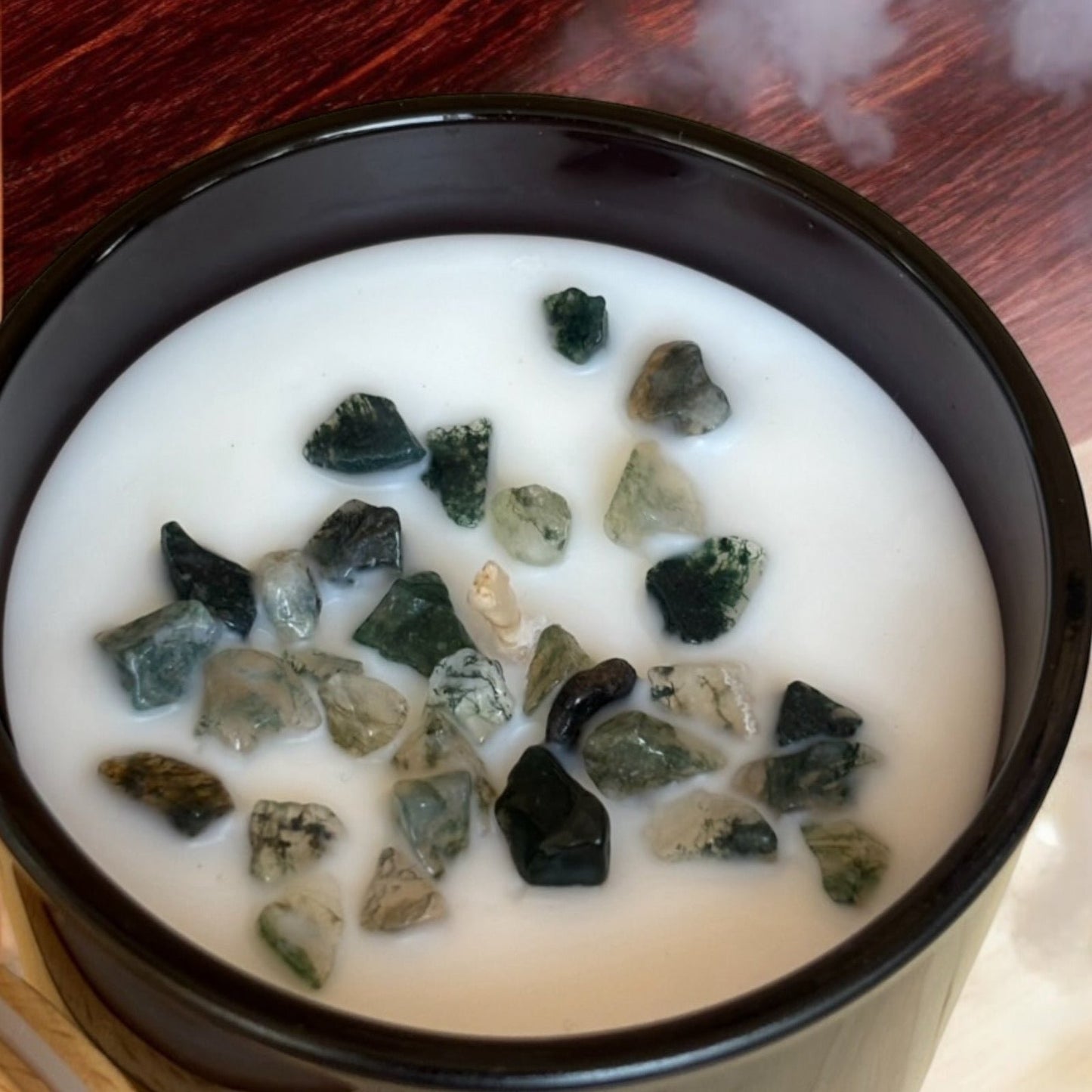 Moss Agate Candle with Black Tea & Lychee