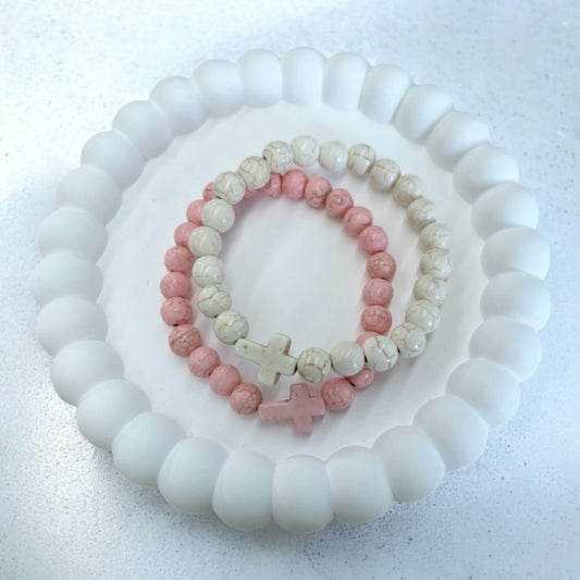 Howlite Cross Bracelet 🤍✨
