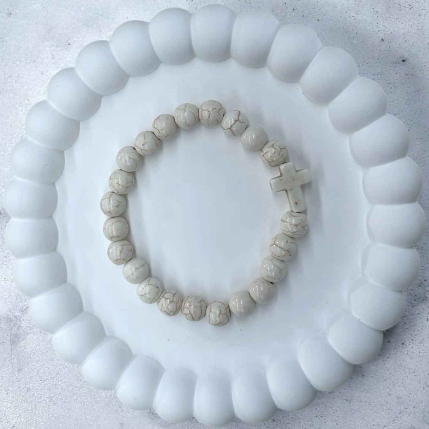 Howlite Cross Bracelet 🤍✨