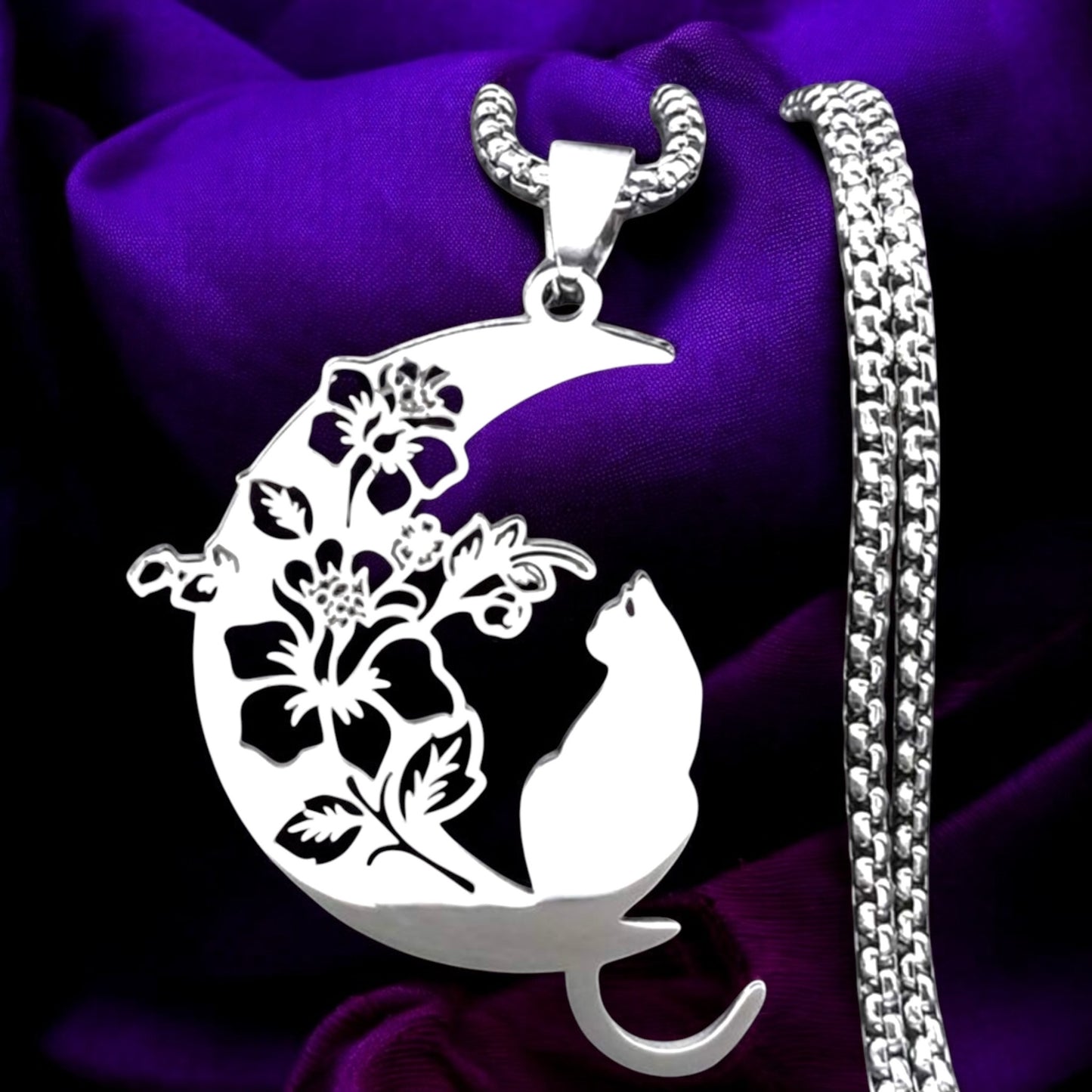 Cat Crescent Necklace 🌙🐾✨